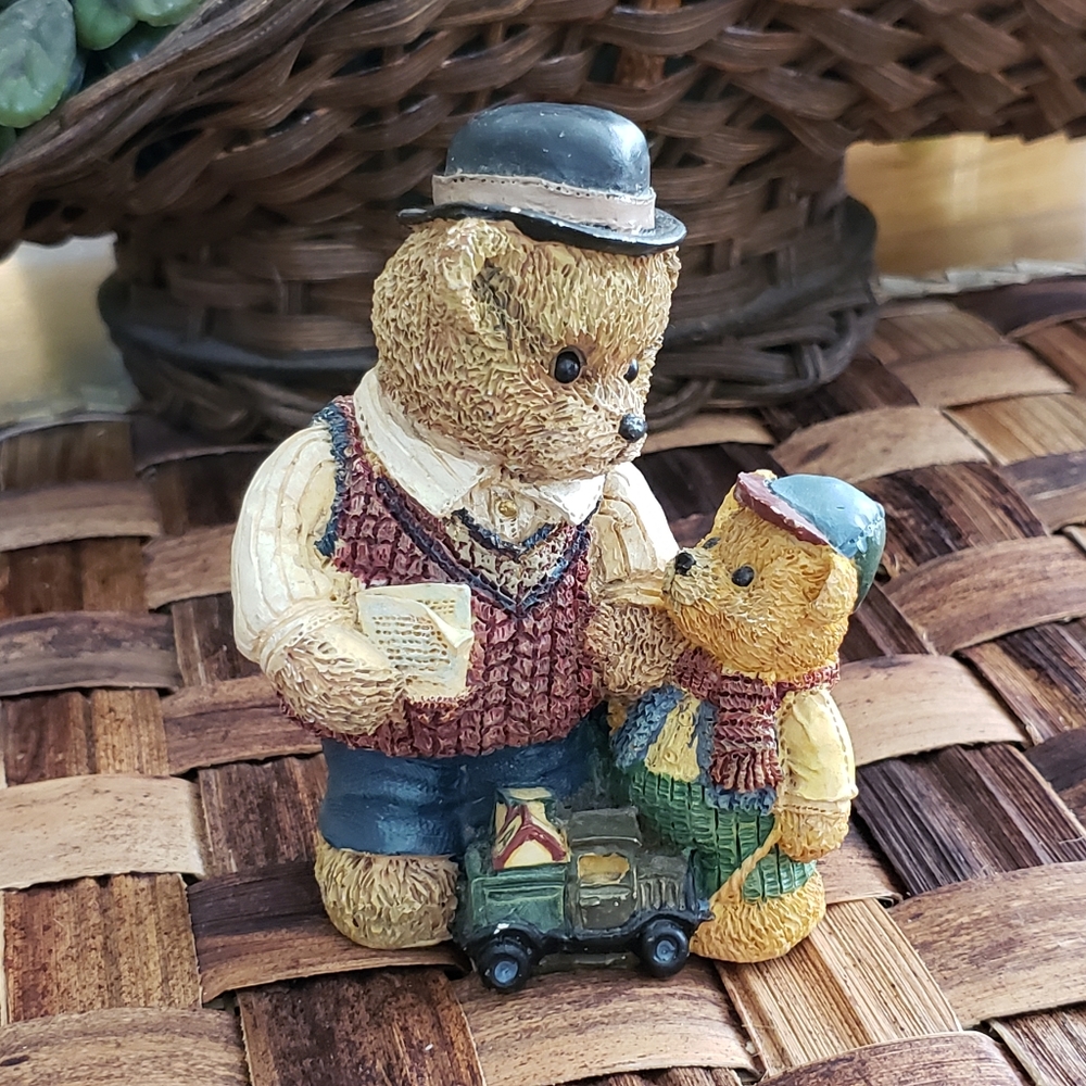 Vintage 1996 Figi Antique Teddies Fred & Eddy "I Love You, Daddy!" Bear Figurine